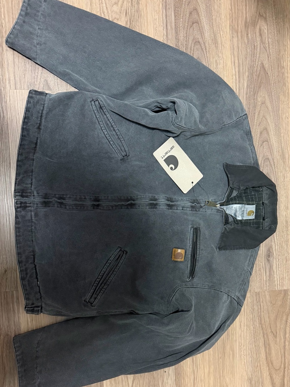 Carhartt Men's Dark Gray Work Jacket - Black Collar